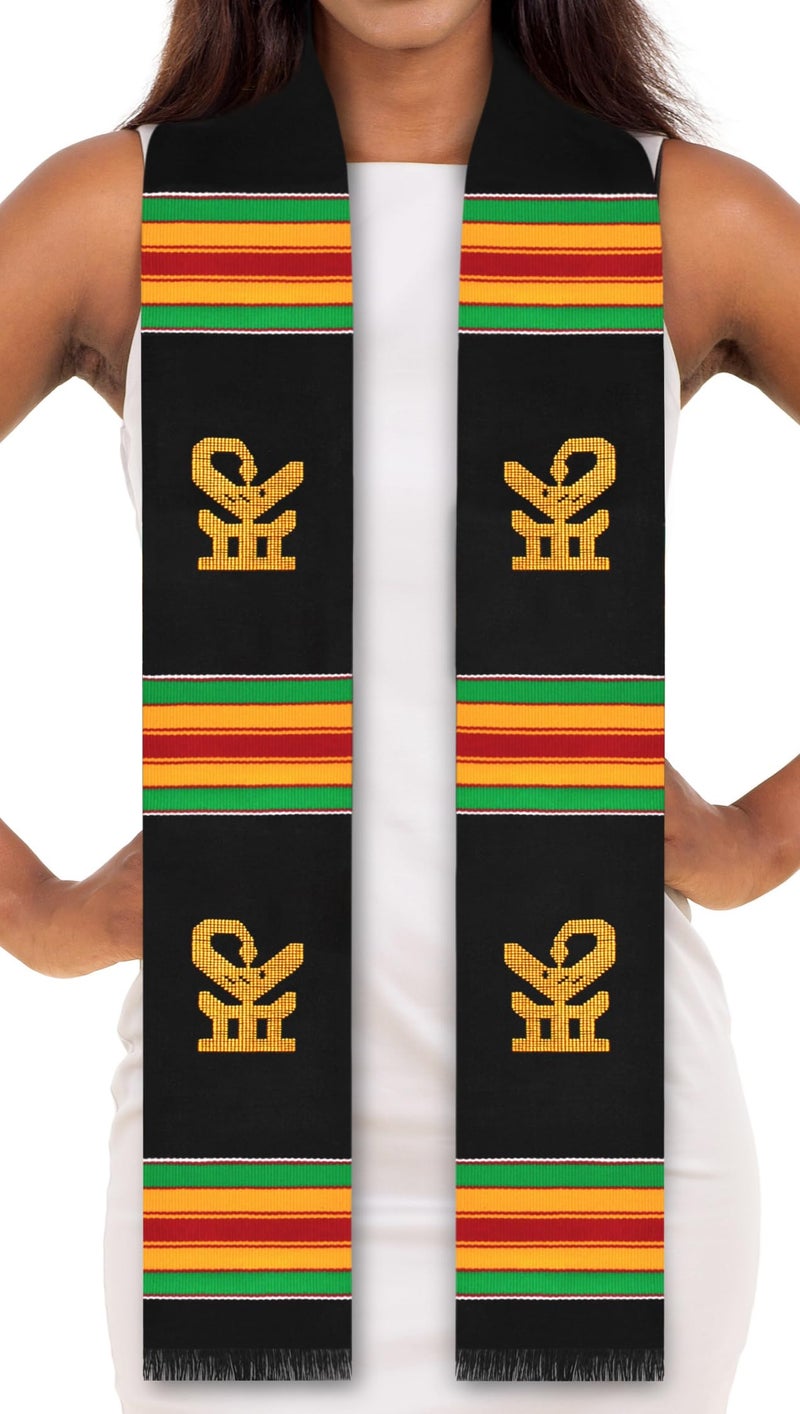 ADVANSYNC Kente Cloth Stole Black (Sankofa Bird Black) - Image 1